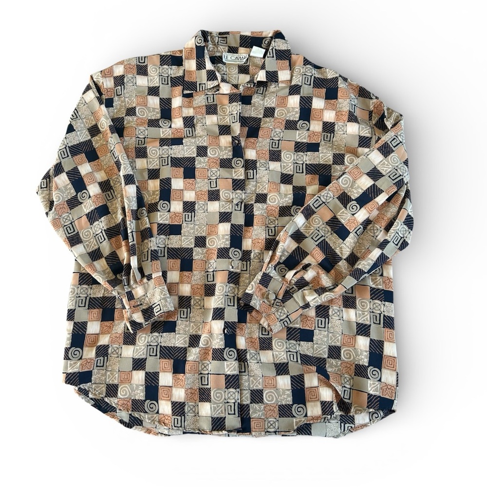 [Le Caviar] Vintage Geometric Button-Up Shirt